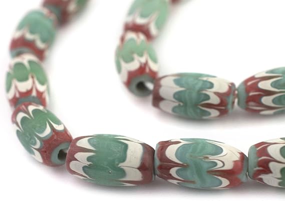 Green Java Chevron Beads (16x10mm)