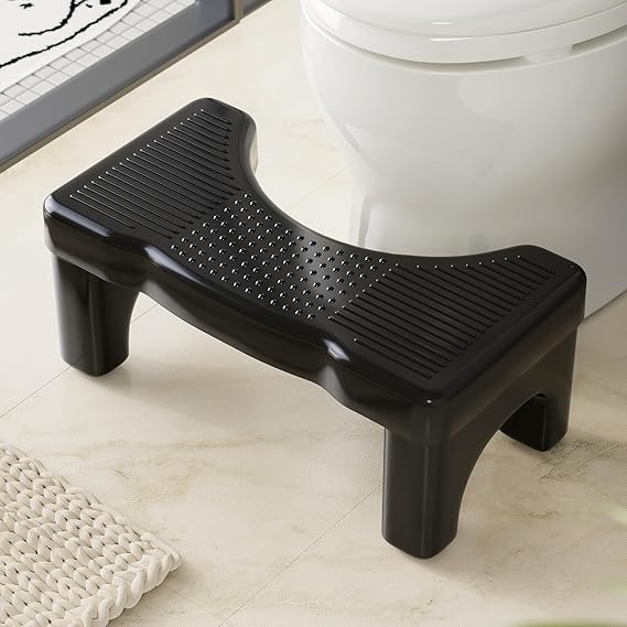 Kzeirm Black Toilet Stool Squat Adult, 7" Squatting Poop Stool for Toilets
