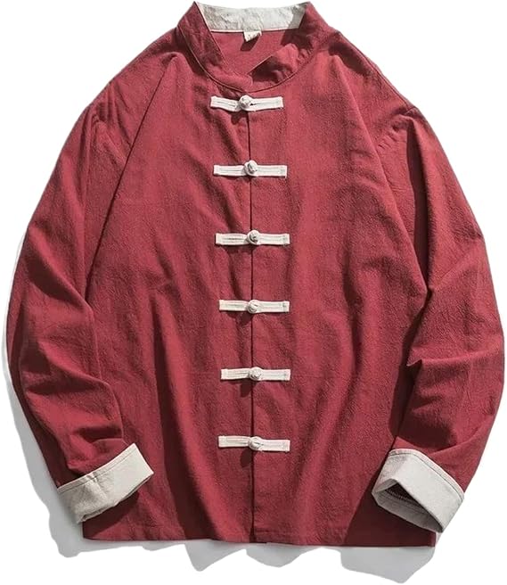 Kimono Jacket Men Traditional Chinese Clothing Linen Hanfu Top Long Sleeve Tang Suit Kung Fu Shirt