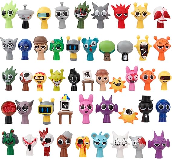 48 Pcs Sprunky Collectible Figurines Set, Cartoon Characters Mini Sprunky Decorative Figures, Colorful Ornaments for Collectors, Desk Decor