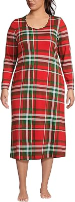 Lands End Womens Cotton Long Sleeve Midcalf Nightgown