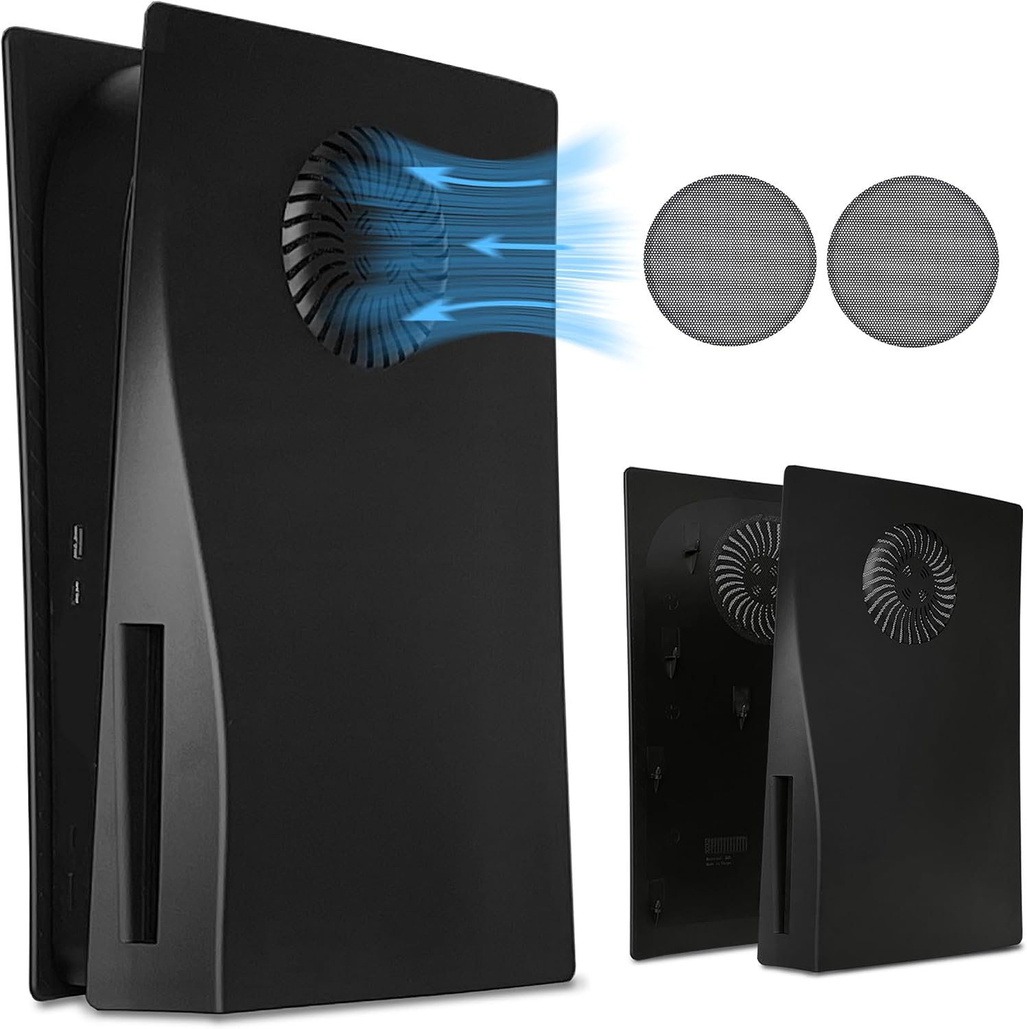 Faceplate PS5 with Cooling Hole Dust Filter for DOBEWINGDELOU Faceplate Disc Version Console Cover Replacement Side Plate Shell Dustproof Accessories ABS Case Black