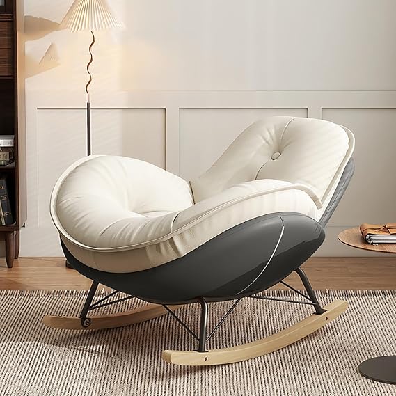 Rocking Chair With Ottoman Rocking Chairs Indoor Rocker Chair Modern Oversized Wide Rocking Recliner Chair (Color : Grå, Size : No Ottoman)