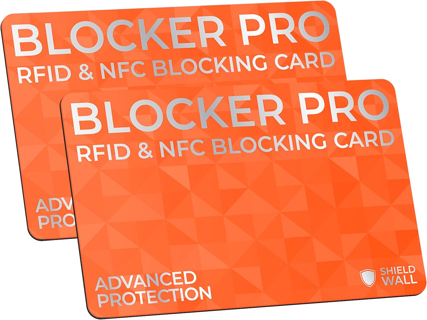 BLOCKER PRO - Triple Blocking Advanced Protection RFID & NFC Blocking Card - Anti-theft protection for Bank cards, Debit cards & Credit cards, plus ID cards and Passports (2 pack) (Coral Orange)