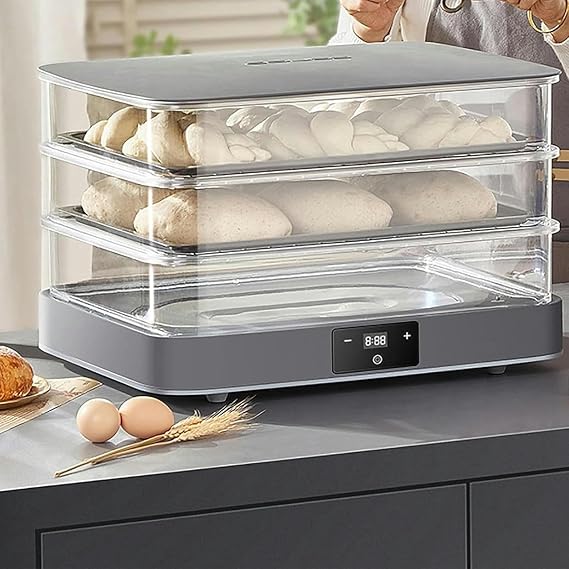 40L Bread Fermentation Box (3 Layers Removable) Electric Dough Fermentation Machine for Home Use, Large Size Internal Cavity 450mm X 330mm, Adjustable Temperature + Tie