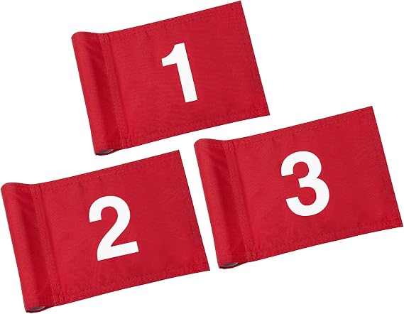 KINGTOP Numbered Golf Flag All 8x6 Inch Upgraded Dual-Layer 420D Nylon, Double Sided Printing, Tube Inserted Mini Practice Putting Green Flags for Yard
