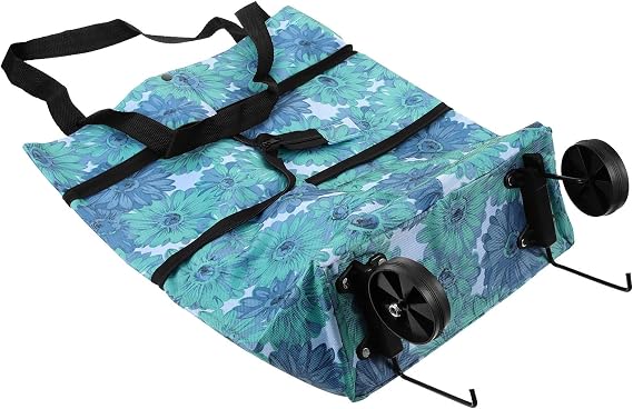 Foldable Rolling Shopping Bag with Wheels and Pull Handle, Lightweight Polyester Trolley Cart with Four Wheels and Spacious Interior for Easy Carrying and Comfortable Maneuvering