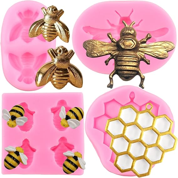 ZiXiang Bumble Bee Silicone Mold Honeycomb Fondant Molds Set Of 4
