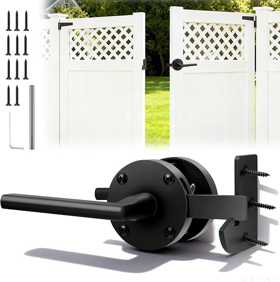 Double Side Gate Latch, Heavy Duty Swinging Door Latch for Wooden Fence, Aluminum Garden Gate Latch Hardware for Wooden Gates, Backyard, Garden, Shed Doors, Door Handles, Two-Way Door Locks