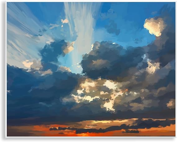 Sun Rays Through Clouds, 11 x 14 Inch Mounted Print on Wall Plaque | Stupell Industries By Emily Kalina Ready to hang Great for living room or lounge Made in USA