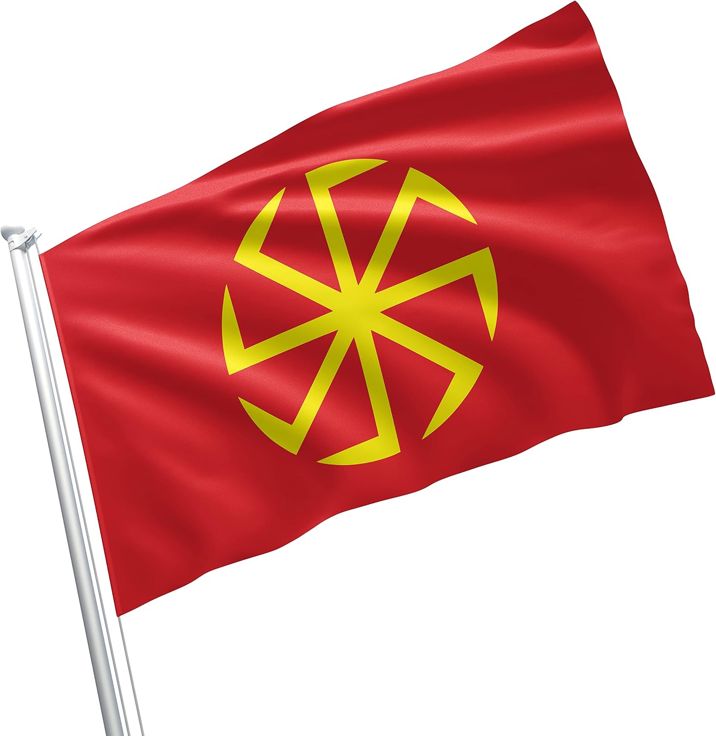 Vibrant Kolovrat Symbol Flag Banner 3x5 Feet - Durable Polyester with Brass Grommets, Double Stitched for Slavic Heritage Pride