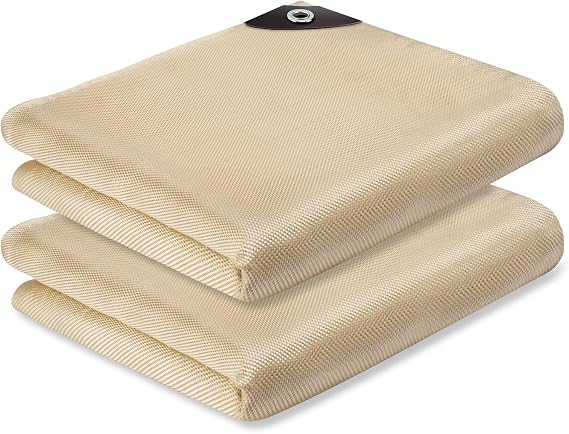 2 Pack Welding Blanket 4x6 ft - Heavy Duty Fiberglass Heat Resistant Fabric, 1022 F Fire Resistant Blankets, High Temp Insulation Blanket for Industrial, Smoker, Camping, Grill