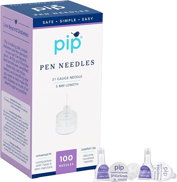 Pip Insulin Pen Needles 31G 5mm - 100 Count Universal Fit, Ultra-Fine