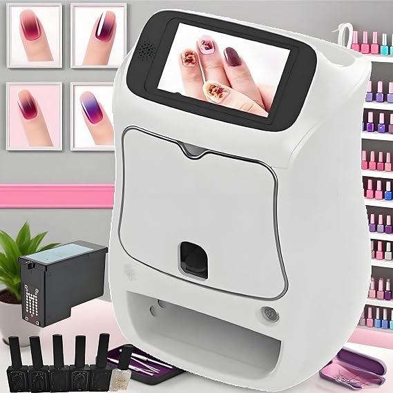 Nail Art Printer Machine with 5" Touch Screen 10s Custom Nail Printing, 2400dpi Pro Manicure Device for Home & Nail/Hair Salons, Bridal Studios, Fashion Shops,Bridal Studios