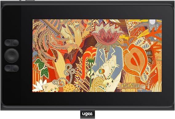 UGEE Liquid Tab, UE12 LCD Pen Tablet, 11.6 Inch, 8 Shortcut Keys, No Charging, Stylus Pen, 16384 Levels of Pressure, ±60° Tilt Detection, 1920 x 1080P, 3 Color Spaces, Drawing, Windows, Mac, Chrome, Android Black