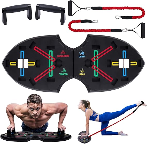 Push-Up Rack Board, 12-in-1 Foldable Multifunctional Home Training Fitness Equipment, Portable Push-Up Training Frame, Adjustable Push-Up Board