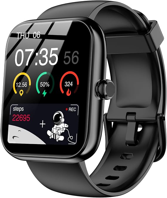 Smart Watch with Alexa Built-in, Bluetooth Calls/Notifications, 1.83" HD Health Fitness Tracker, 24/7 Heart Rate and Sleep Tracking, 120+ Sports Modes, IP68 Waterproof for iPhone and Android (Black)