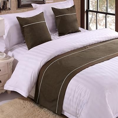 Bed Runner for Foot of Bed Modern Linen Bed Scarf Bed End Towel Bedding Protection for Hotel Bedroom Wedding Room, Brown 50  210cm