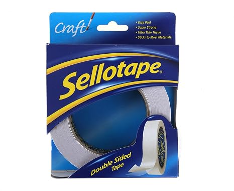 Sellotape Double Sided Tape, Strong Double Sided Tape for Everyday Use, Mounting, Arts & Crafts, Easy to Use Double Sided Sticky Tape with Solid Grip & Easy Peel, 25mmx33m
