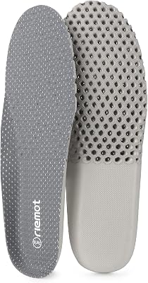 riemot Mens Shoe Insoles Breathable Honeycomb Sport Shoe Insoles Cushioning Shoe Inserts Replacement Innersoles for Water Shoes Sneakers Work Shoes Grey US11 EU44