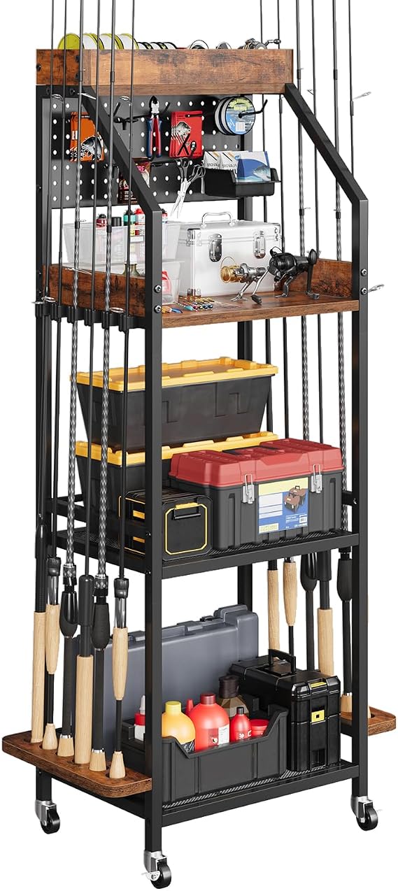 Fishing Rod Holder, 3-Tier Fishing Pole Rack, 12 Rods