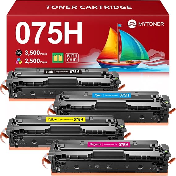 MYTONER 075H Toner Cartridge Set High Yield for MF665Cdw LBP646Cdw MF663Cdw | With Chip, Replacement for Canon 075, Compatible with Color imageCLASS MF660C MF662Cdw LBP640C LBP647Cdw Printer, 4 Pack