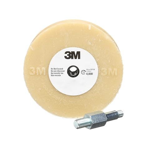 3M Stripe Off Wheel Adhesive Remover Eraser Wheel Removes Decals, Stripes, Vinyl, Tapes and Graphics 4 diameter x 5/8 thick 3/8-16 threaded mandrel 07498 Pack of 1