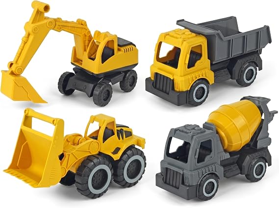 4pcs Construction Toys Set Mini Excavator Dump Truck Bulldozer Mixer Abs Beach Toys for Boys