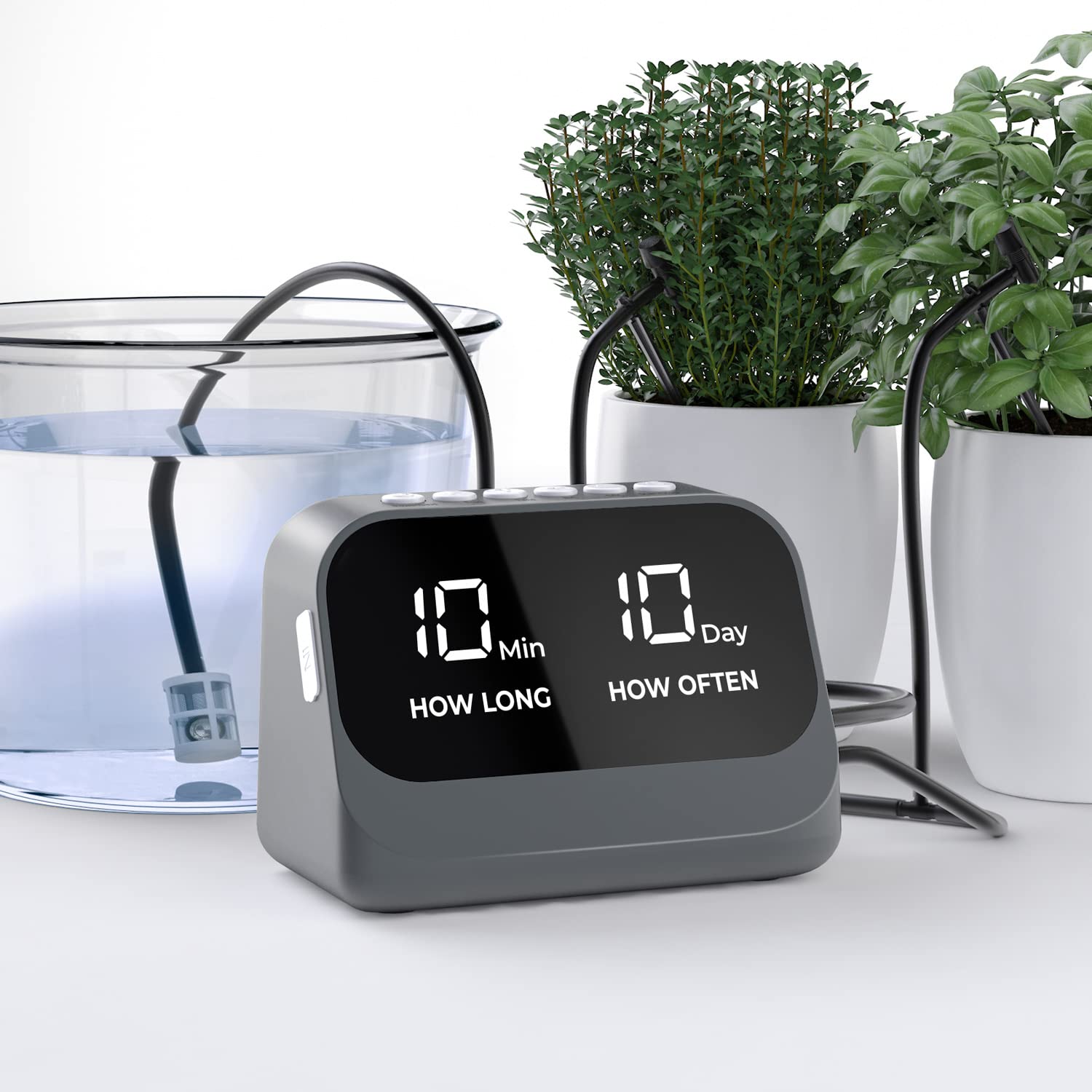 YITIKA Automatic Watering Drip System for Potted Plants, Compatible with 10 Pots, Automatic Watering, Smart Watering Timer, Set with 32.8 ft 10 m Hose, Waterproof LED Display and Large Capacity