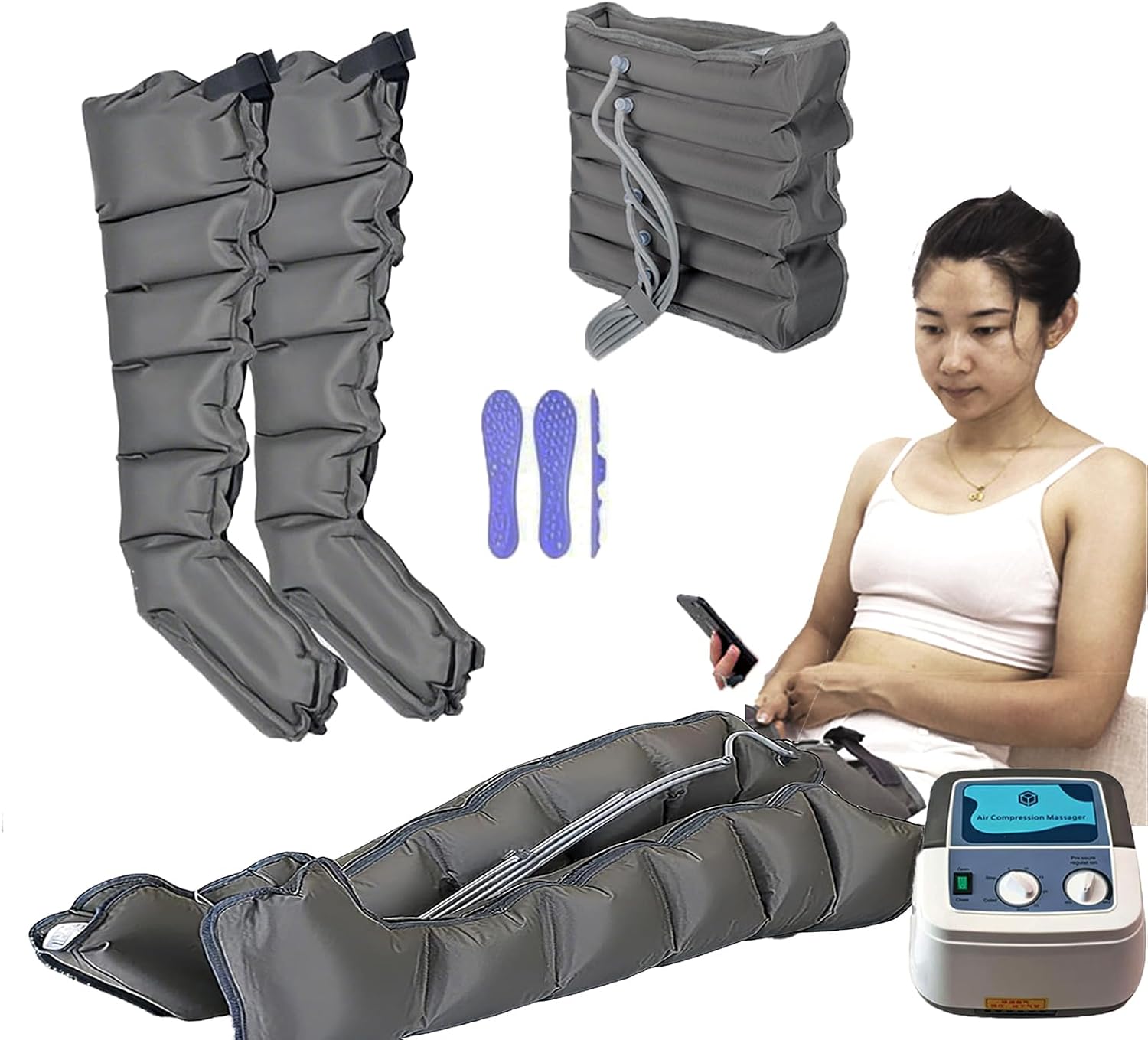 Pressotherapy And Lymphatic Drainage︱Lymphatic Drainage Massager Legs︱6 Cavity Air Compression Therapy Boots︱ Pressotherapy Leg︱ Waist Massager For Circulation & Pain Relief