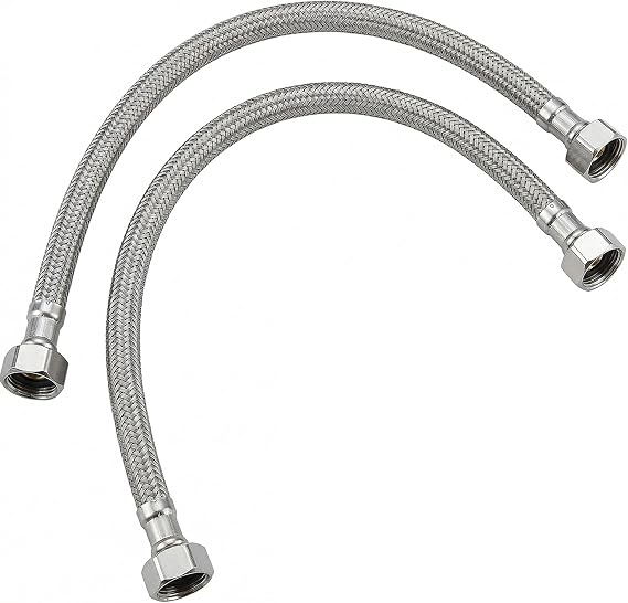 Smartizi 2'li Çelik Örgülü Flex Musluk Bağlantı Hortumu (40 cm) - Paslanmaz Taharet ve Lavabo Batarya Bağlantı Seti