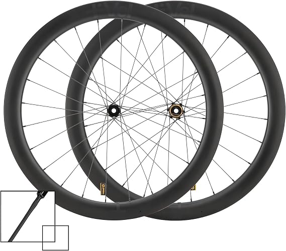MEROCA VEL Road Bike Carbon Wheelset 700C Clincher Wheelset 50/60mm Deep Disc Brake Clincher/Tubeless Ready, 36T Ratchet Hub, Pillar Spokes