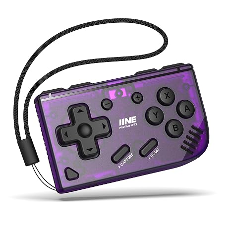 IINE Mini Retro Wireless Controller, Micro Remote Controller for Switch/OLED, PC, Android and IOS, Keychain Pocket-sized Controller with Turbo Function (Purple)