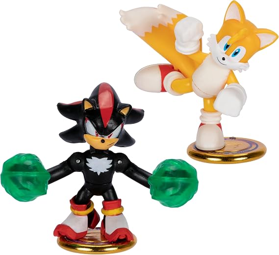 AKEDO Sonic The Hedgehog Versus Pack with Tails and Shadow, Mini Collectable Battling Action Warriors, 2.25 Inches Tall, Contains 2 Battle Controllers