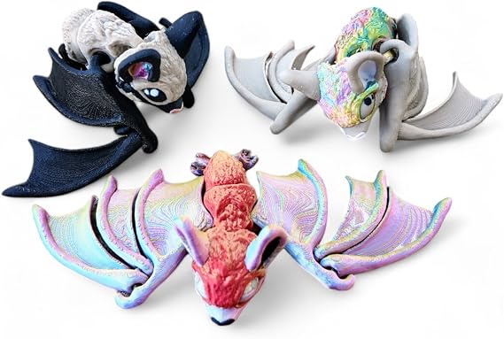 7" Tiny Bat Articulating Fidget - Halloween-Themed Decor - Desktop Fidget - Joints Articulate - ADHD, Stress, Anxiety Relief
