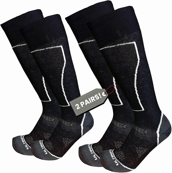 Mens Merino Wool Ski Socks Lightweight Snowboard Socks Warm Cushioning Support Perfect Stretch