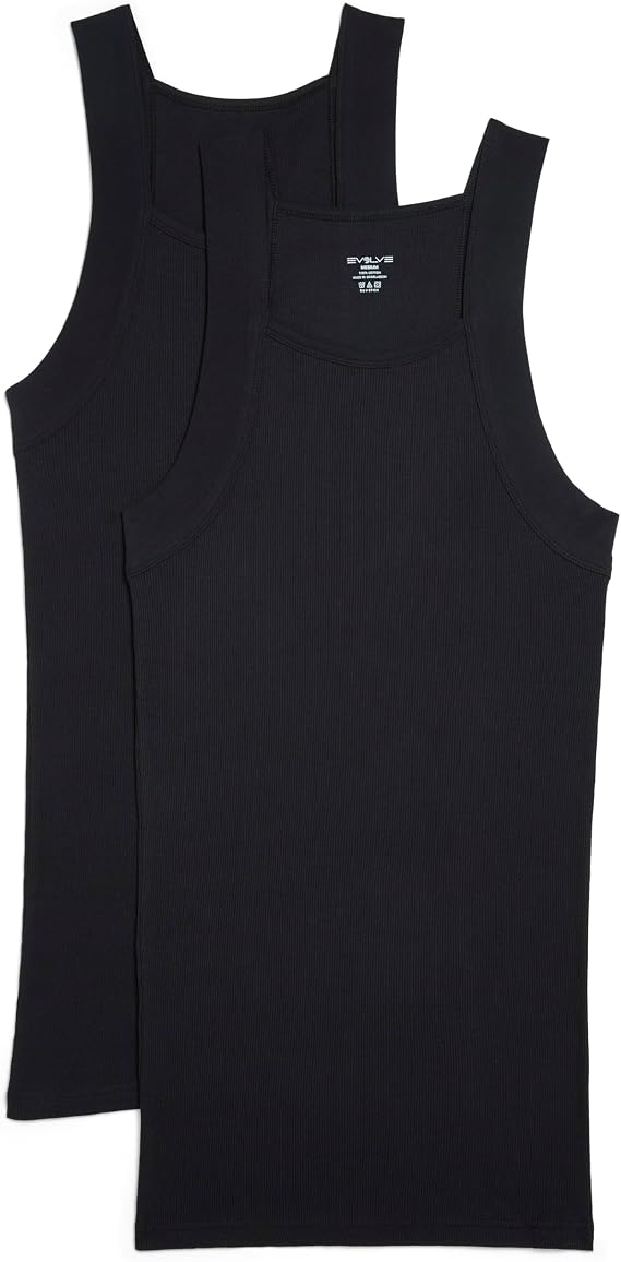 Evolve Men's Cotton Comfort Square Cut Tank Multi Pack