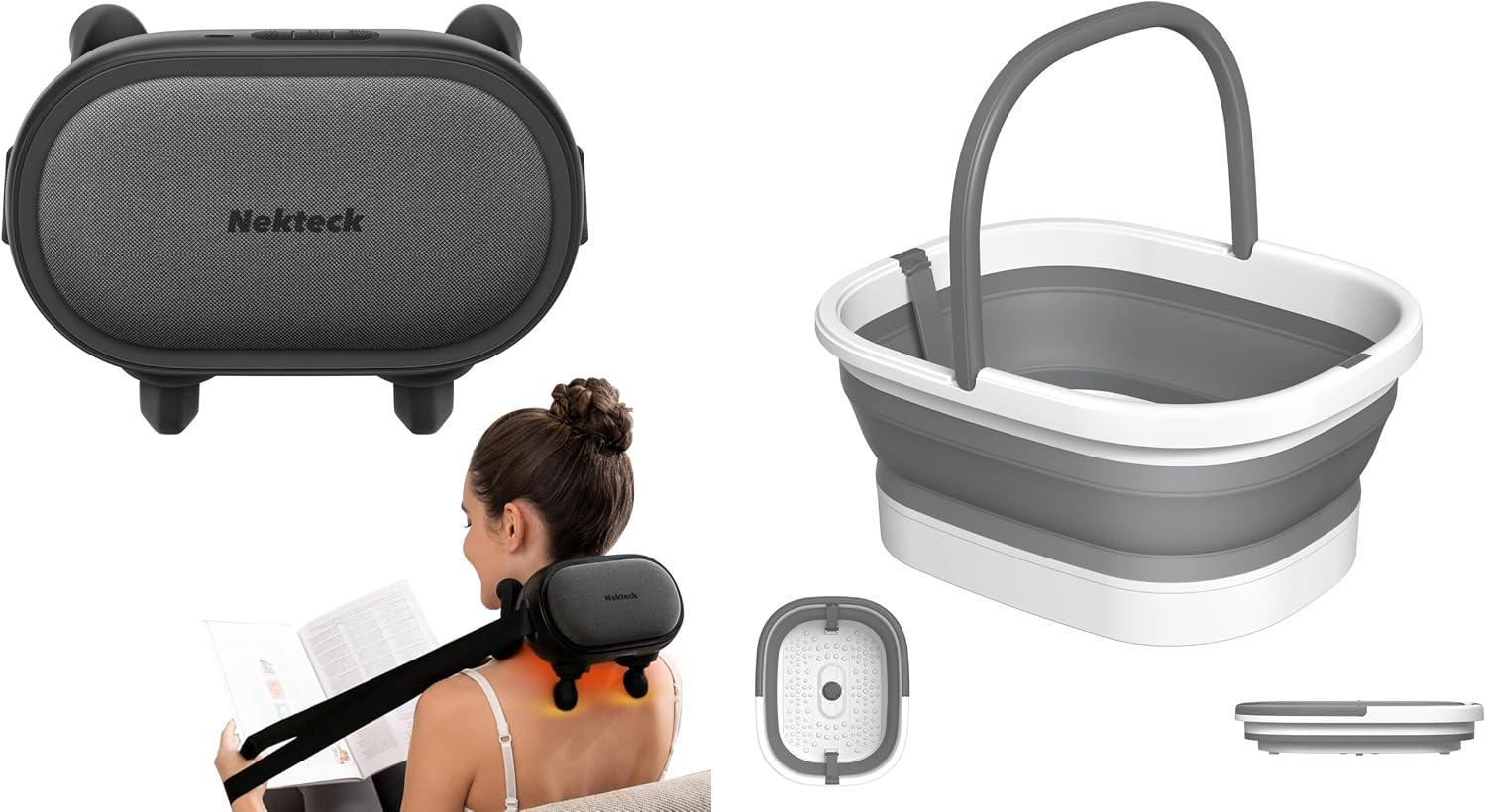 Nekteck Neck Massager Collapsible Foot Bath Basin
