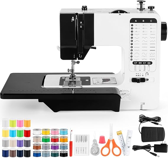 Sewing Machine, Mini Sewing Machine for Beginners and Kids, Portable Electric Sewing Machine, 38 Stitches Adjustable Speed Speed with Foot Pedal & Sewing Kit (Newest Upgrade Version) (Black)