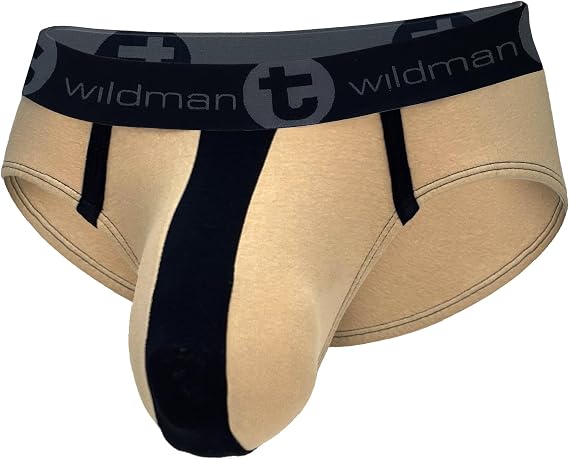 Wildmant Big Boy Pouch Cotton Brief with Stripe Tan