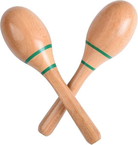 2 Pcs Wood Maracas for Kids Adults, Wooden Maracas Shakers Musical Instrument
