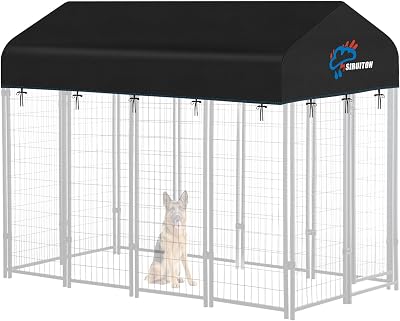 SIRUITON 8x4FT Outdoor Dog Kennel Replacement Cover,Heavy Duty 600D Oxford Fabric with SunRain Dog Play Pen Top Covers Sun Shade Specialized,Snowproof,Sun Cover Only