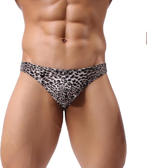 Sexy Men's Thong Leopard Underwear Low Rise Animal Print Pouch Bikini Briefs Undie