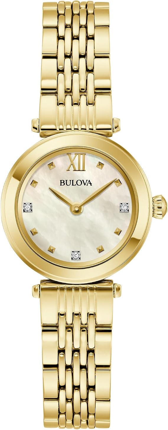 Bulova Ladies Classic Mini 2-Hand Quartz Watch, Diamond, Stainless Steel, Mother-of-Pearl Dial, 24.5mm