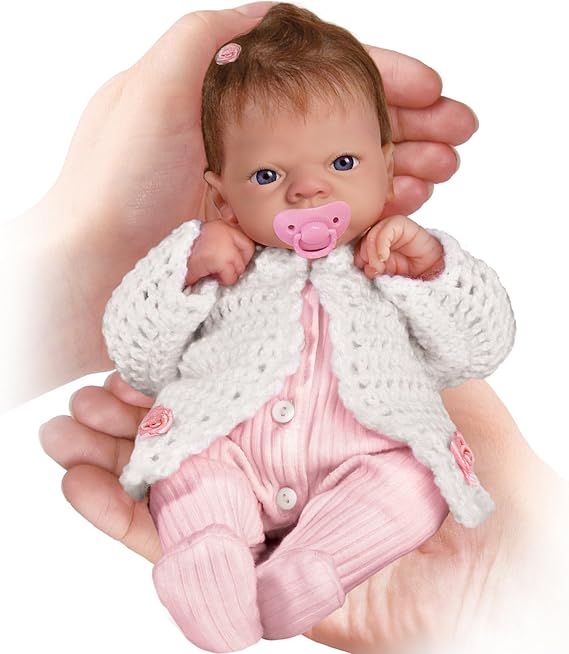 The Ashton-Drake Galleries Lifelike Tiny Miracles Emmy Reborn Baby Doll by Linda Webb, 10 Inches, RealTouch Vinyl Skin, Pink Sleeper