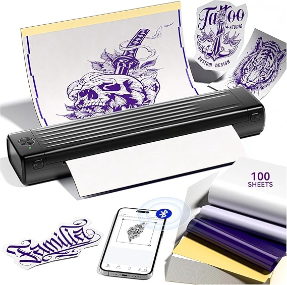 Itari Tattoo Stencil Printer Kit with 100 Pcs Transfer Paper, Bluetooth