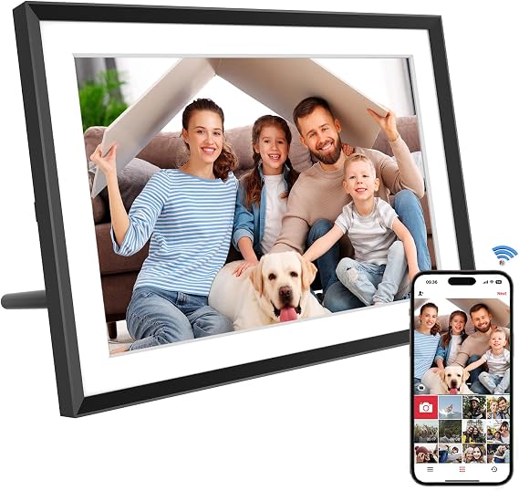 Frameo Digital Picture Frame 10.1 Inch, 32GB WiFi-Enabled, 1280x800 HD IPS Touch Screen, Auto-Rotate Wall Mount, Share Photos Videos via App, Smart Slideshow -Gift for Mom Dad Weddings Birthdays