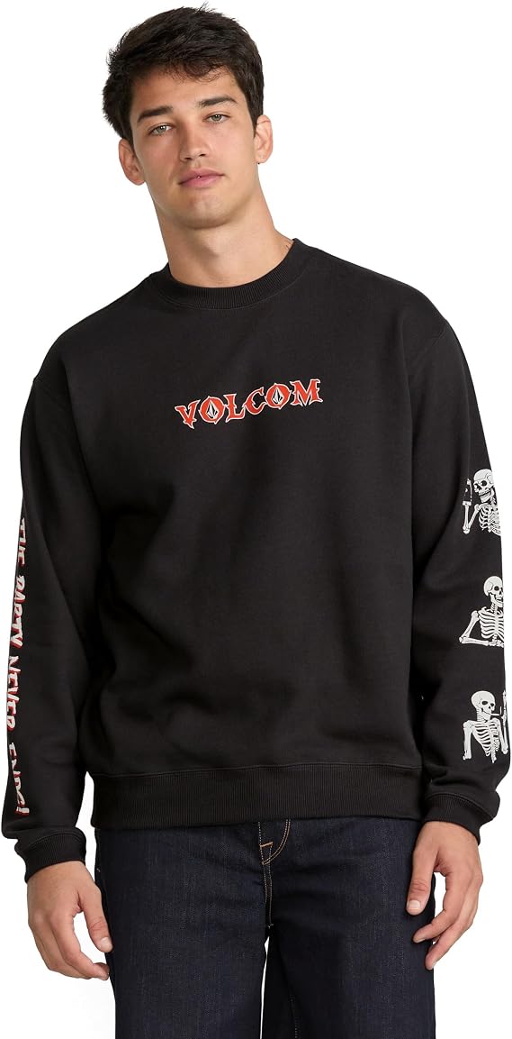 Volcom Men's Never Ends Crew Sweatshirt cotton-recycled Fleece Graphic Crewneck