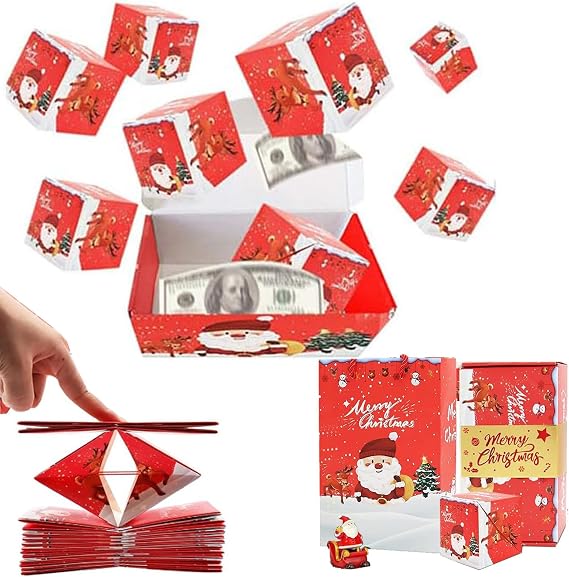 Surprise Gift Box Explosion for Money,Unique Folding Bouncing Gift Box, Christmas Surprise Box Explosion,Pop-Up Luxury Cash Box for Christmas Birthday Anniversary (12 Bounces)