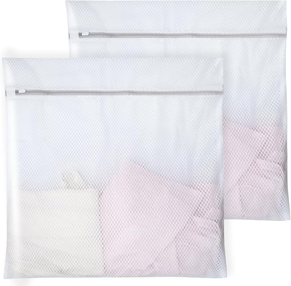 (2 PCS) Large 24x24" Honeycomb Mesh Laundry Bags - Delicates, Lingerie, Bra, Garment Wash - Durable Mesh Wash Bags for Washing Machine - Travel
